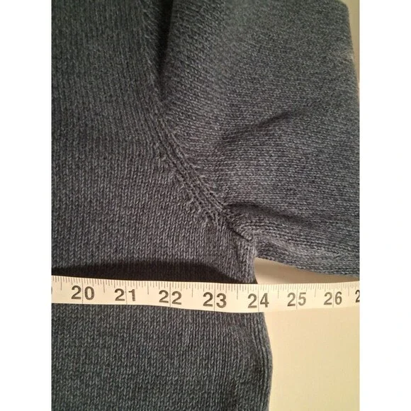 Eddie Bauer Sweater Mens XL Quarter Zip Mock Neck Cotton Knit Blue Distressed - Picture 6 of 7